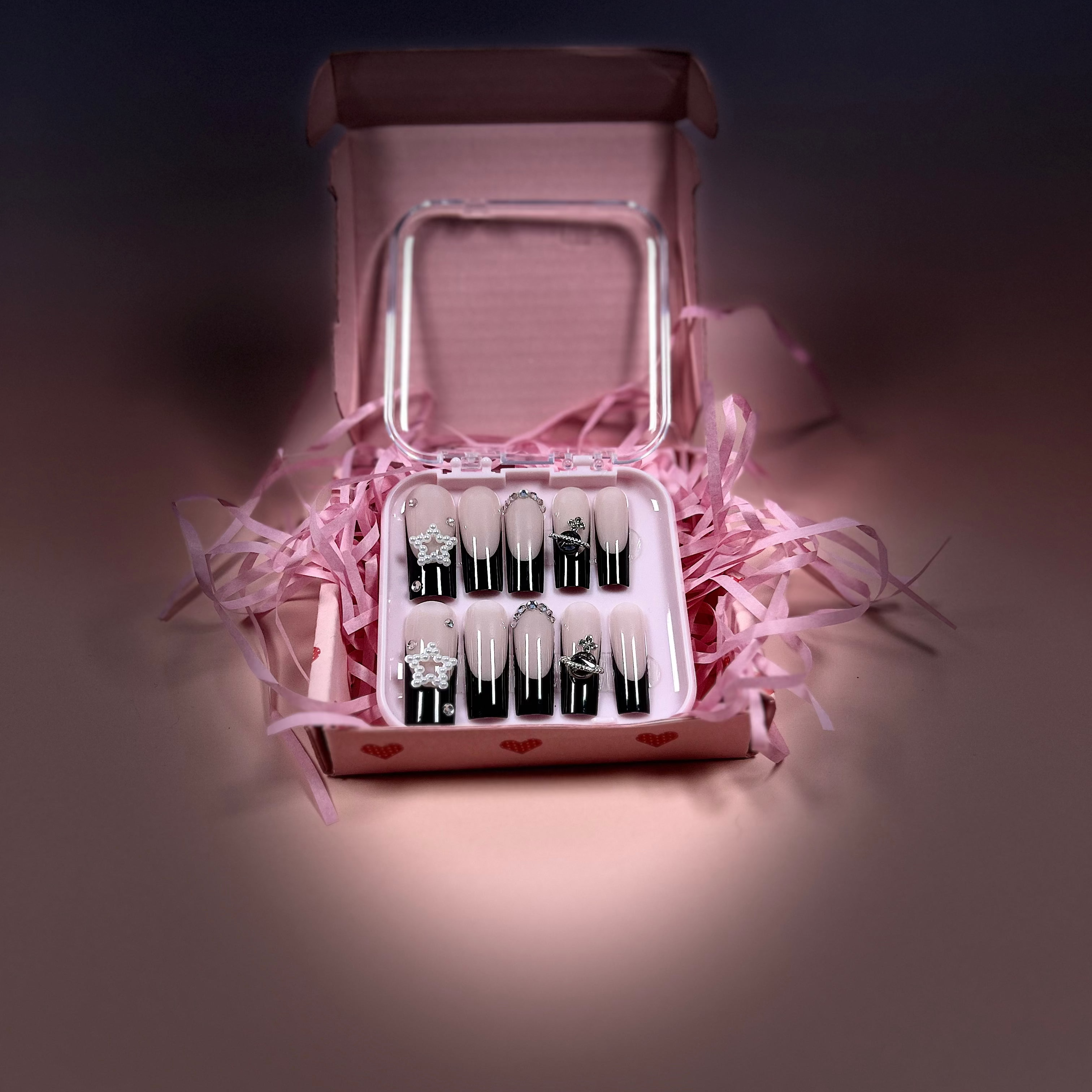 Black French tip with charms