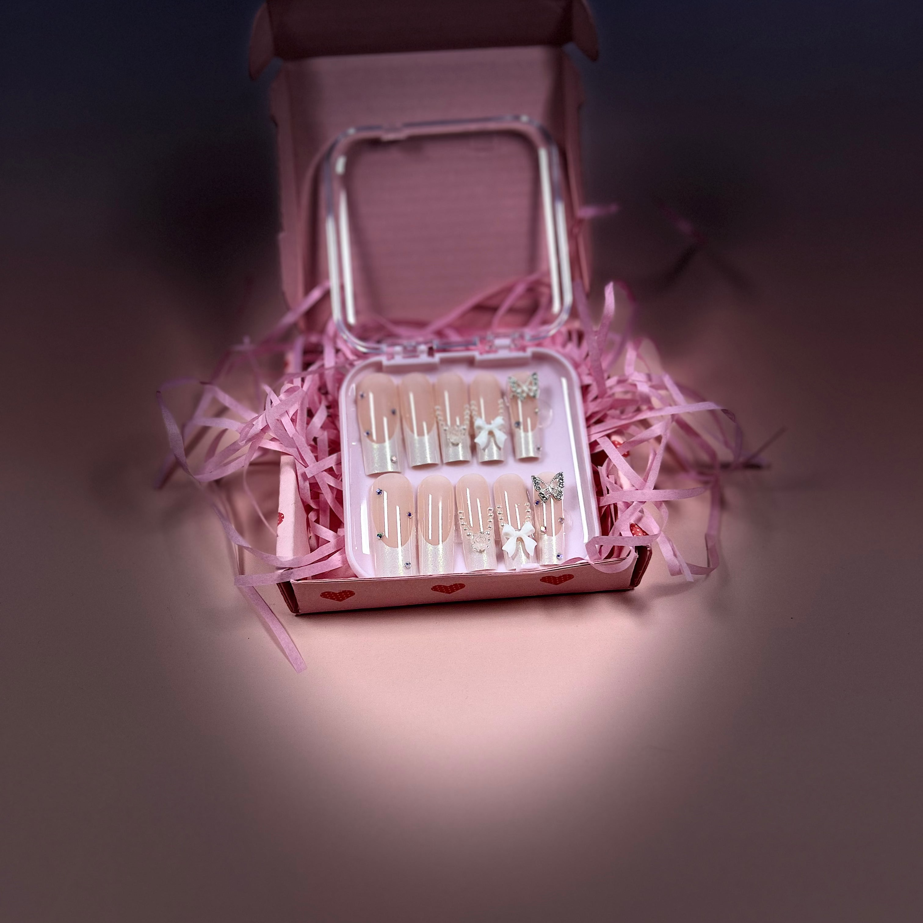 Sparkly white French with charms