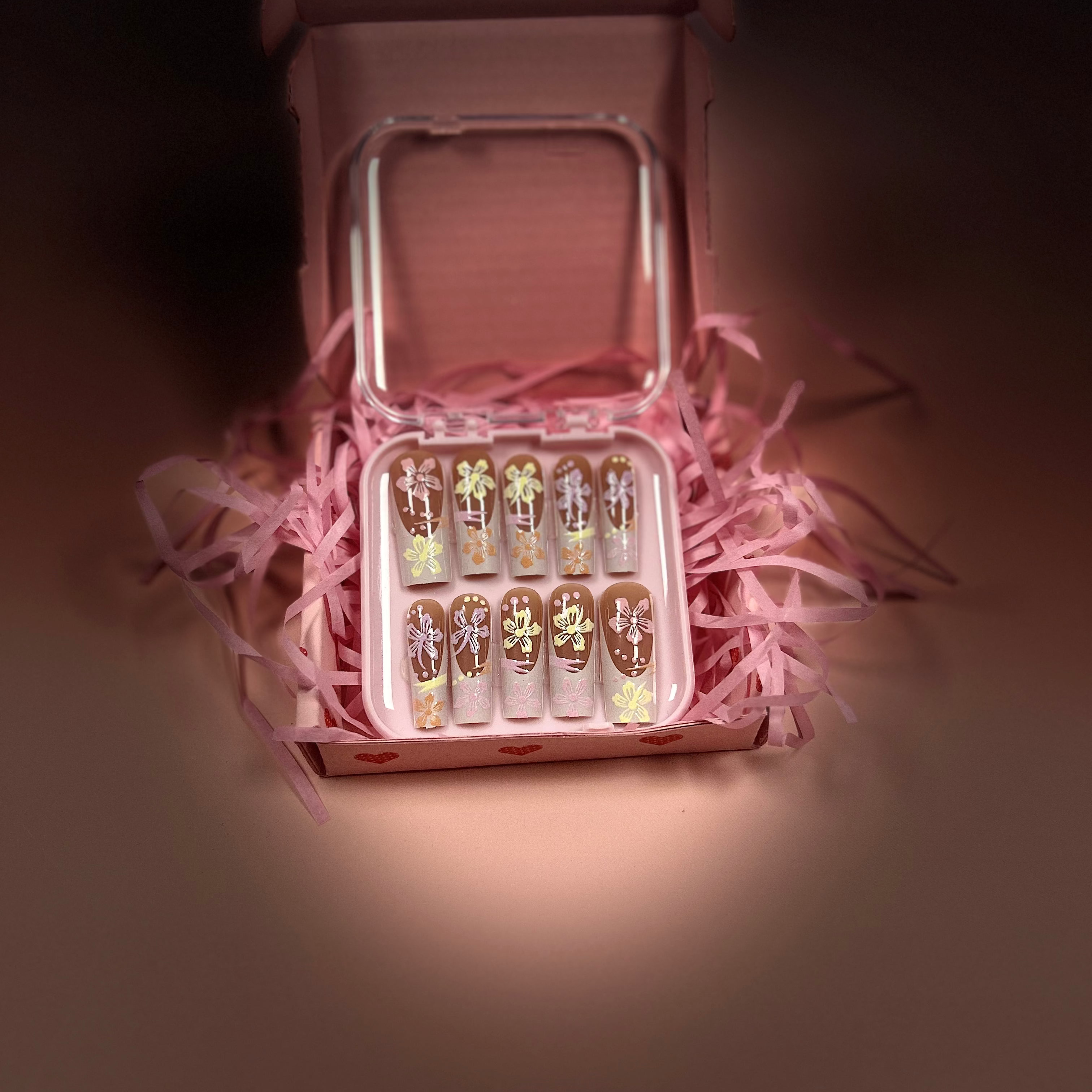 Hibiscus flower French tip nails