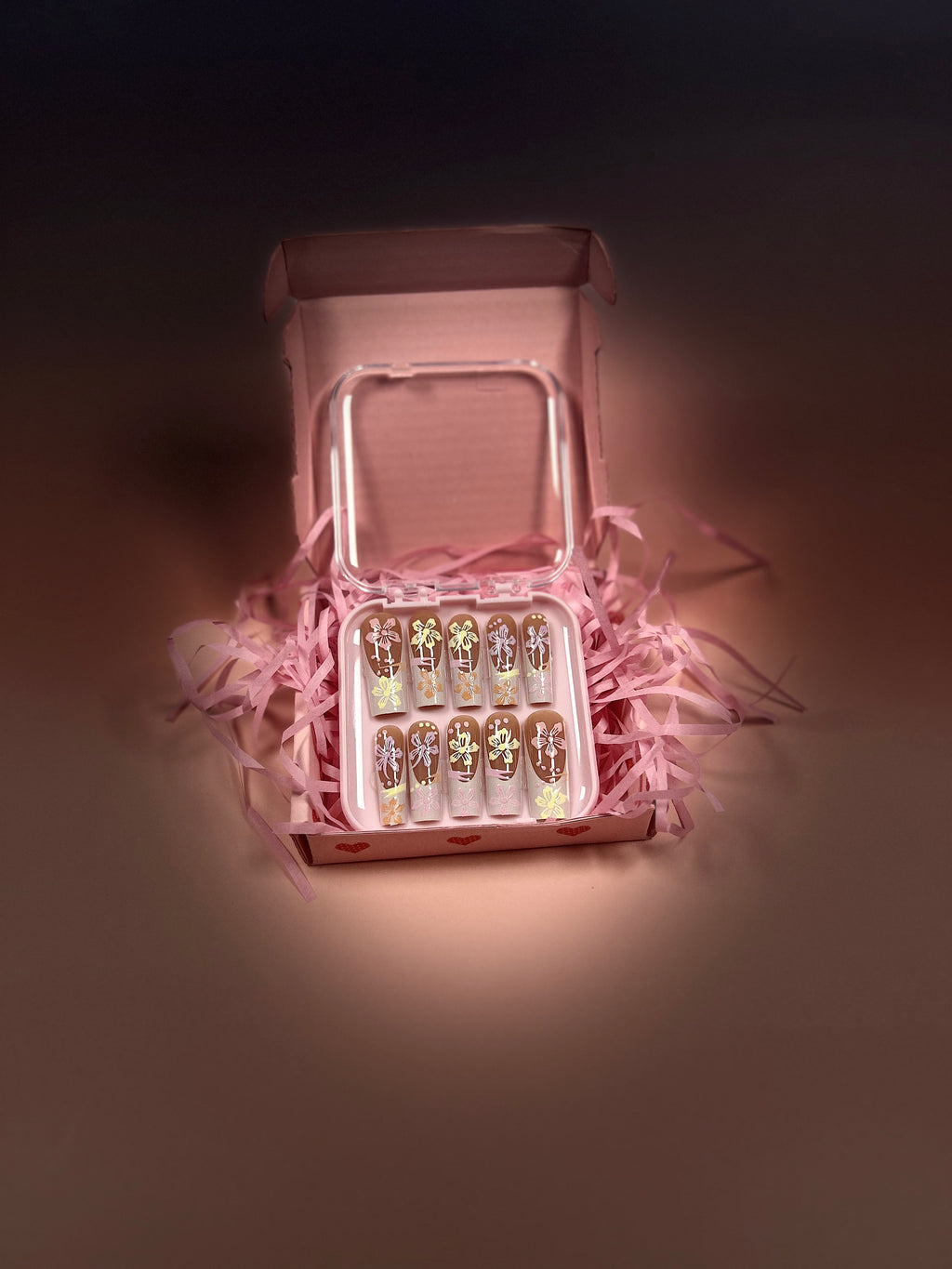 Hibiscus flower French tip nails