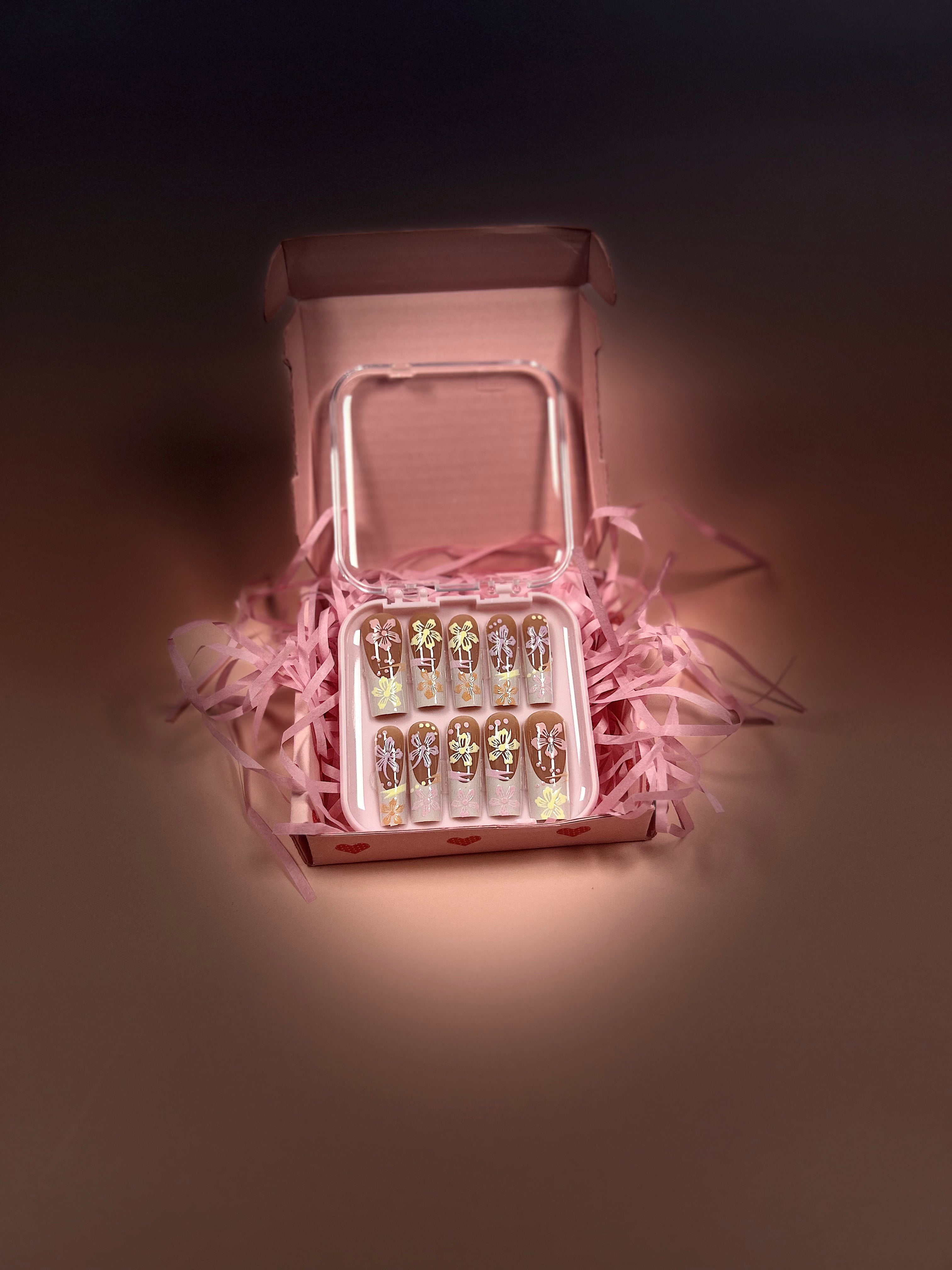 Hibiscus flower French tip nails