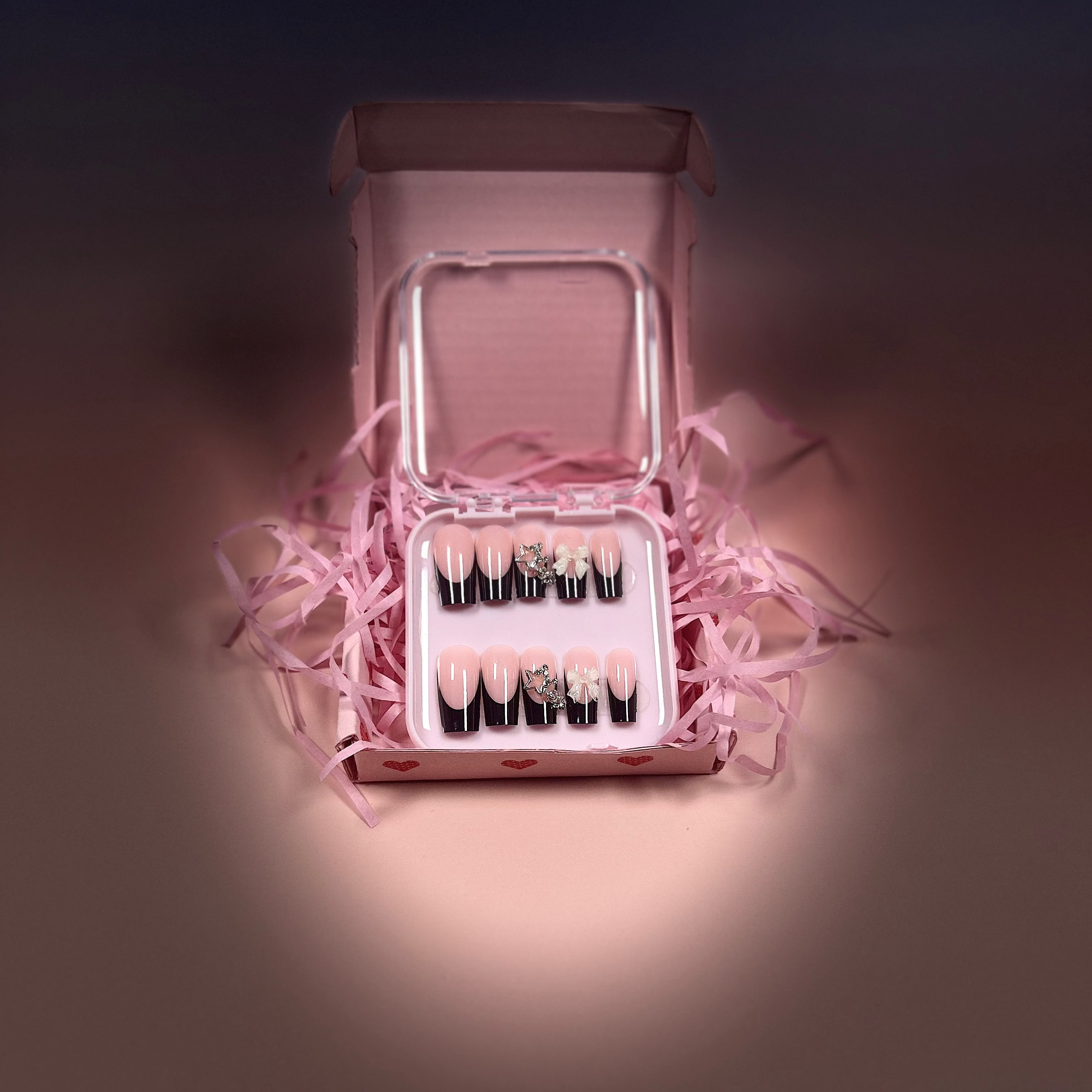 Black French tip with charms