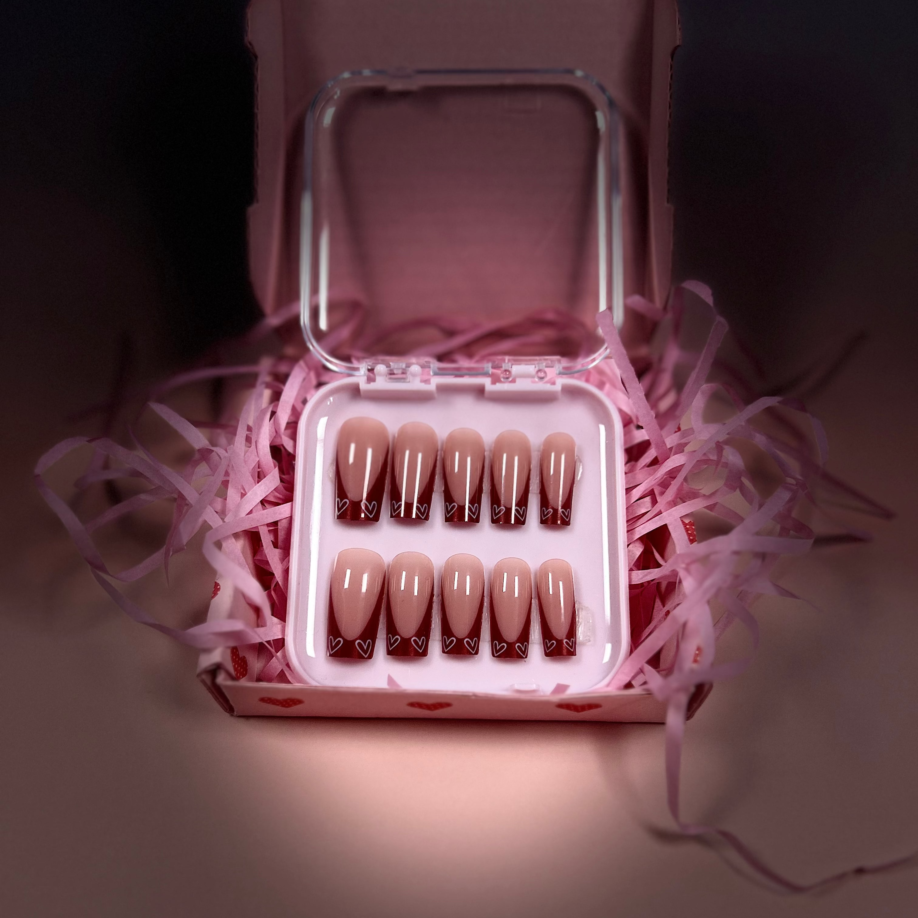 Red French tip with hearts